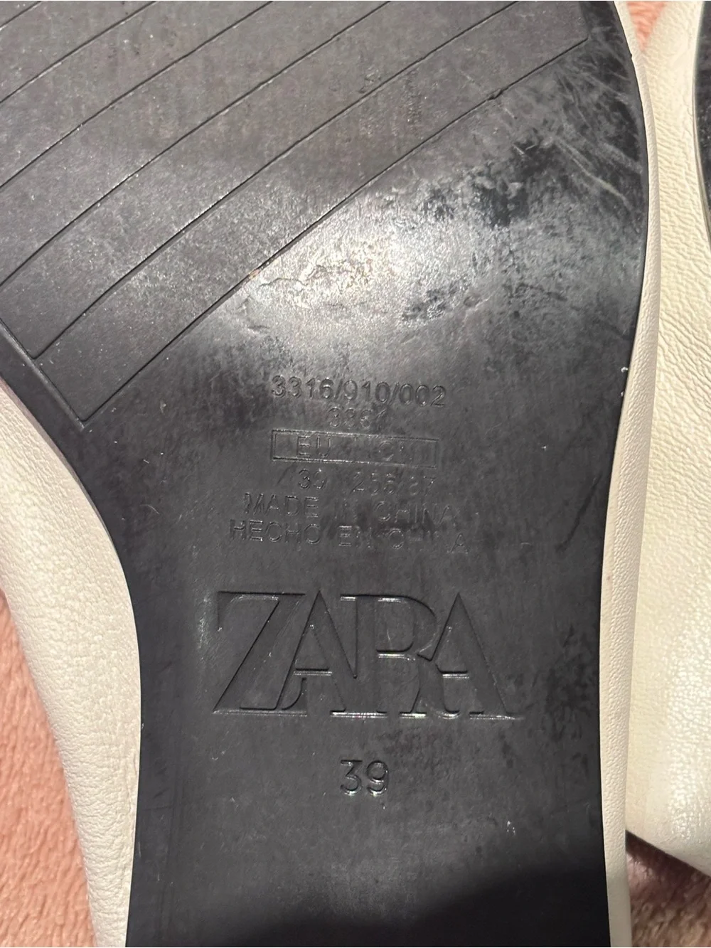 Zara White Leather Square-Toe Slide Sandals – Size 39 - Picture 8 of 10